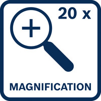20-fache Vergrößerung.