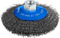 PRO Metal Clean Kegelbürste mit gewelltem Draht für kleine Winkelschleifer, M14-Gewinde