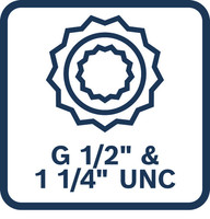 G 1/2 Zoll und 1 1/4 Zoll UNC.