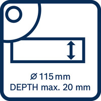Max. 20 mm Schnitttiefe.