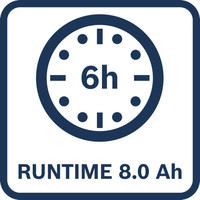6h Laufzeit 8,0Ah.