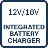 Integriertes Akkuladegerät.