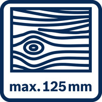 Holz max. 125 mm.