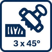 3 x 45° Gehrungsschnitte.