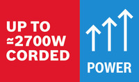 2700 W kabelgebundene Leistung.