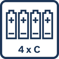 4 x C-Batterien.