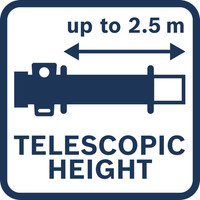 Teleskophöhe 2,5 m.