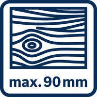 Schnitttiefe Holz 90 mm.