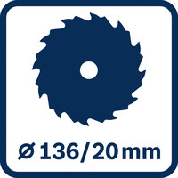 136/20 mm Sägeblatt.