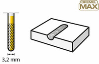 Ergebnisse/Finish im Materialsymbol des Dremel Max 9903DM Fräsmesser Zubehörs