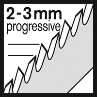 Progressive Zähne 2-3 mm.
