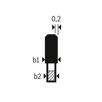 Zahnprofildiagramm des Bosch TCG-Sägeblatts, 0,2 mm.