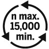 Maximale Drehzahl 15000 pro Minute Symbol