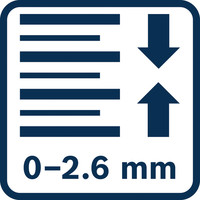 Einstellbare Tiefe 02,6 mm.