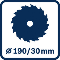 Sägeblattdurchmesser 190/30 mm.