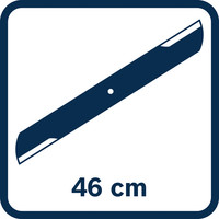Schnittbreite des Rasenmähers 46 cm.