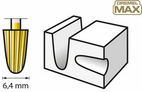 Ergebnisse/Finish im Materialsymbol des Dremel MAX 117DM Fräsmesser Zubehörs