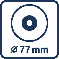 Scheibendurchmesser 77 mm.